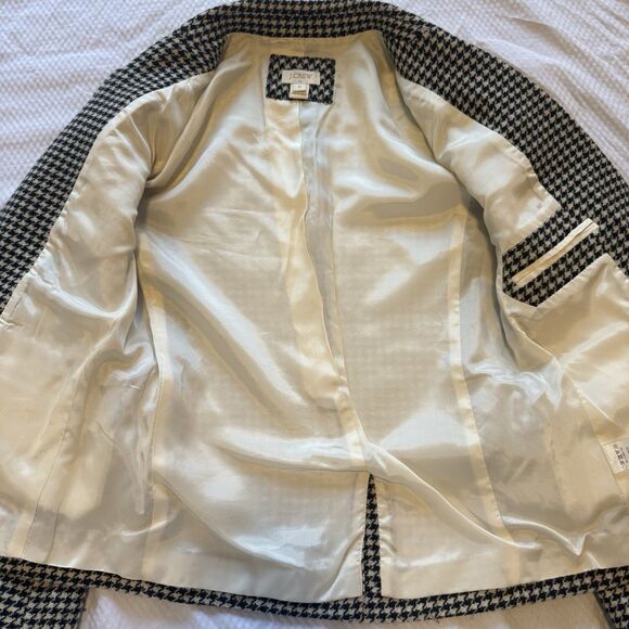 J.Crew Women’s Houndstooth Wool Blend Blazer Jacket Size 0 Black Cream Fall 2013 - Picture 7 of 10